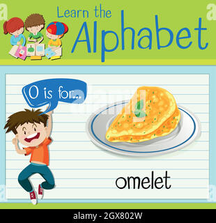 Flashcard letter O is for omelet Stock Vector