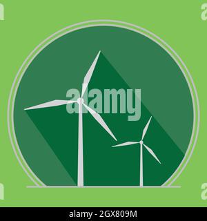 Wind energy logo. Green energy concept. Wind turbine flat design symbol. Vector and illustration design. Stock Vector