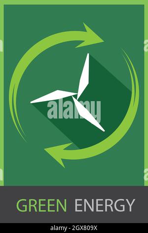 Wind energy logo. Green energy concept. Wind turbine flat design symbol. Vector and illustration design. Stock Vector