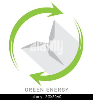 Wind energy logo. Green energy concept. Wind turbine flat design symbol. Vector and illustration design. Stock Vector