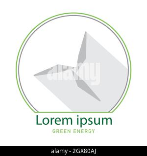 Wind energy logo. Green energy concept. Wind turbine flat design symbol. Vector and illustration design. Stock Vector