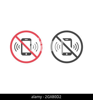 No phones ringing red prohibition sign Stock Vector