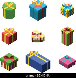 Gift Box Different Size Collection Set Vector Stock Vector