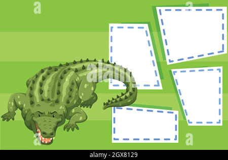 Crocodile on note template Stock Vector