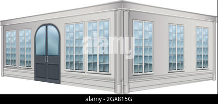 3D design for building with glass windows Stock Vector