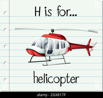 Flashcard letter H is for helicopter Stock Vector