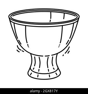 Iznik Basin Part of Muslim historical objects Hand Drawn Icon Set Vector. Stock Vector