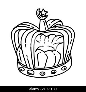 Muslim Royal Crown Jewels Part of Muslim historical objects Hand Drawn Icon Set Vector. Stock Vector