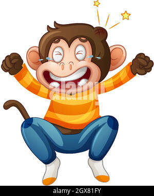 A cute monkey wearing t-shirt cartoon character isolated on white background Stock Vector