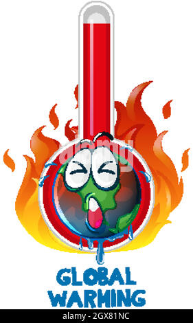 Global warming with earth on fire Stock Vector