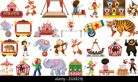 Large theme circus set Stock Vector