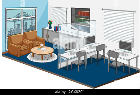 Workplace interior with furniture Stock Vector