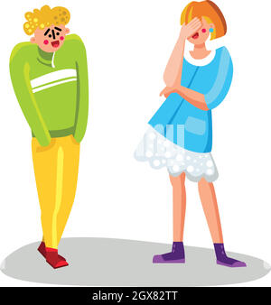 Embarrassed Man And Laughing Young Girl Vector Stock Vector