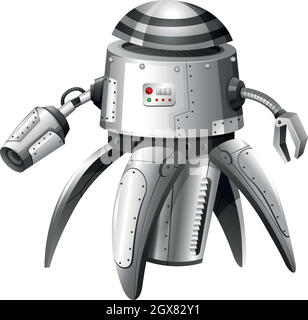 An illustration of a grey Robot Stock Vector