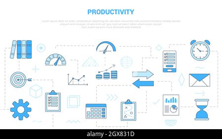 productivity concept with icon set template banner and circle round ...