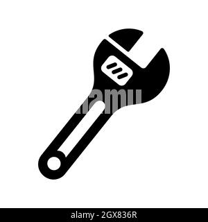 Adjustable spanner vector flat glyph icon. Construction, repair Stock Vector
