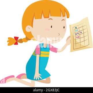 A Girl Holding a Worksheet Stock Vector