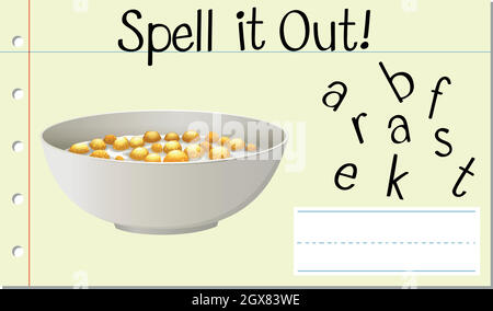 Spell english word breakfast Stock Vector