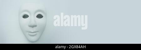 Banner of white mask isolated on white background. Web Banner with space for text Stock Photo