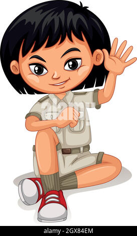 An Asian Girl in Safari Suit Stock Vector