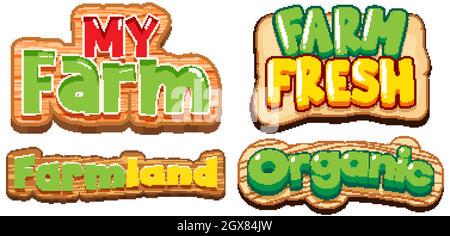 Different text design for farmland on wooden board Stock Vector