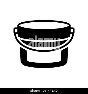 Pastic bucket container for paint or food glyph icon Stock Vector