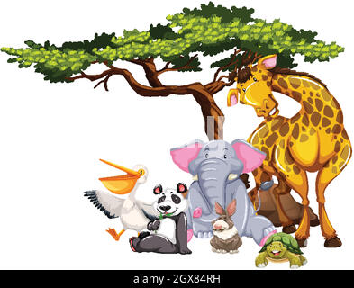 Isolated picture of giraffe under the tree illustration Stock Vector ...