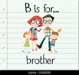 Flashcard letter B is for brother Stock Vector