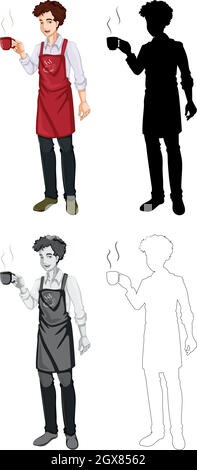 Set of barista character Stock Vector