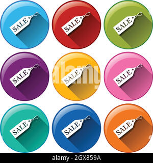 Rounded icons with sale tags Stock Vector