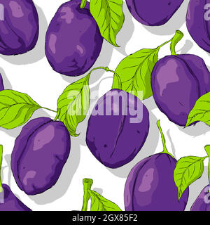 Plums repeating pattern Stock Vector