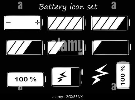 Battery icon set Stock Vector