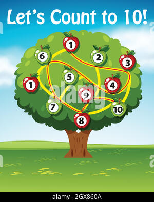 lets count to ten tree Stock Vector