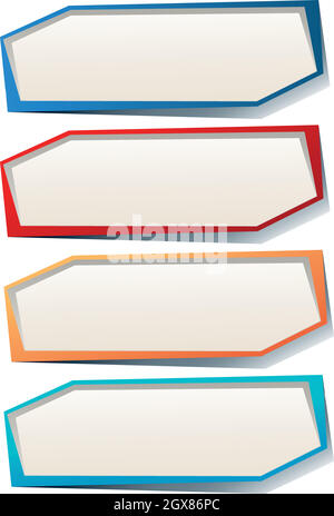 Set of blank labels in red isolated on white background. Ribbon set ...