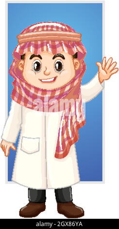 Arab boy waving hand Stock Vector