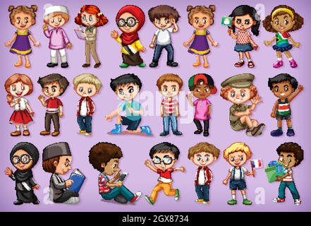 Large set of children doing different activities Stock Vector