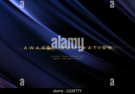 Awards ceremony luxurious black wavy background with golden text. Black silk luxury background. Vector illustration Stock Vector