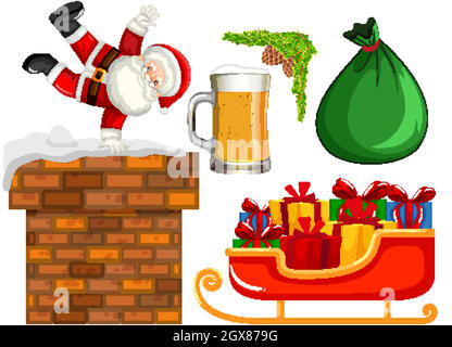 Set of isolated objects of christmas theme Stock Vector