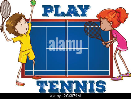 Play tennis with text Stock Vector