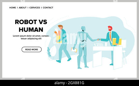 Robot Vs Human Future Replacement Conflict Vector Stock Vector