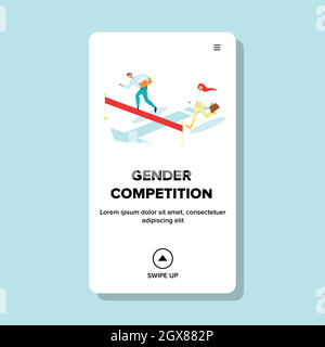 Gender Competition Man And Woman Running Vector Stock Vector