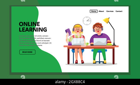 Online Learning And Educate On Computer Vector Stock Vector