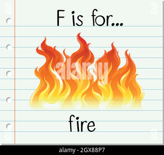 Flashcard letter F is for fire Stock Vector