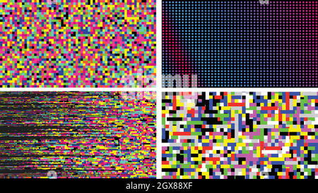 Pixel Noise Of Channel Grain Screen Set Vector Stock Vector