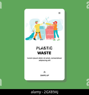 Organic And Plastic Waste Human Sorting Vector Stock Vector