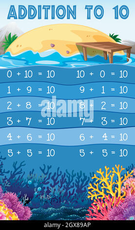 An Educational Math Addition to 10 Stock Vector