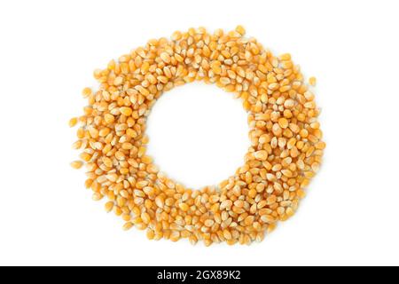 Handful of corn seeds isolated on white background Stock Photo