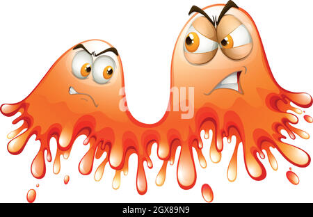 Angry face on orange splash Stock Vector