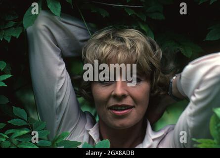 Actress Susannah York relaxes in the garden of her London home in May 1979. Susannah died on the 15th of January 2011 Stock Photo