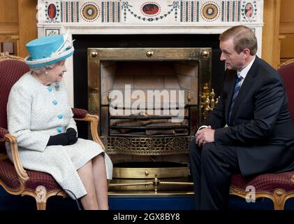 Queen Elizabeth ll meets Irish Prime Minister Enda Kenny at the Government Buildings in Dublin on the second day of a historical State Visit to Ireland on May 18, 2011. **POOL PICTURES 28 DAY UK RESTRICTION *** Stock Photo